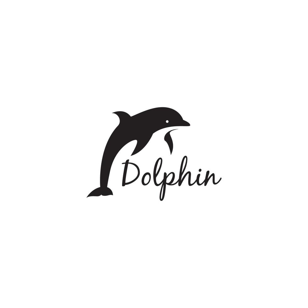 silhueta de golfinho animal marinho design de logotipo animal inteligente ilustração do ícone do vetor
