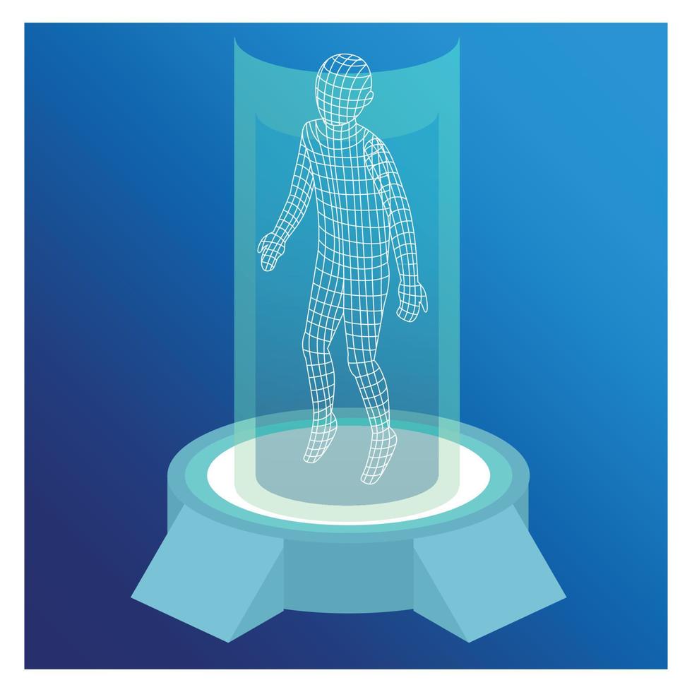 Holograma humano isométrico 3D futurista. ilustração vetorial isométrica adequada para diagramas, infográficos e outros ativos gráficos vetor