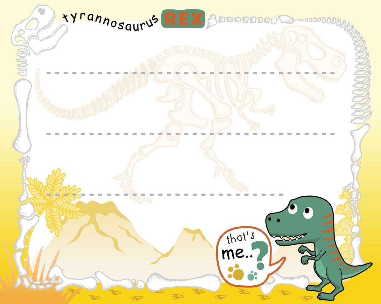 borda do quadro da ilustração dos desenhos animados de dinossauro para modelo de cartão de convite de festa infantil vetor