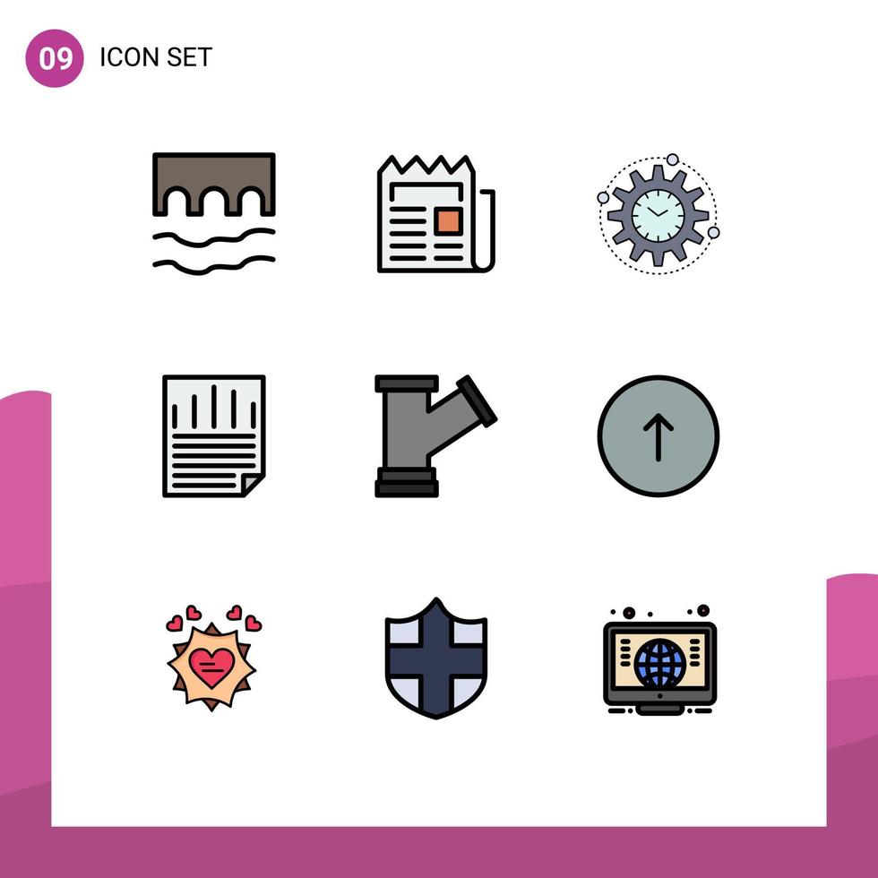 9 ícones criativos sinais modernos e símbolos de projeto de jornal de dados de página processando elementos de design de vetores editáveis