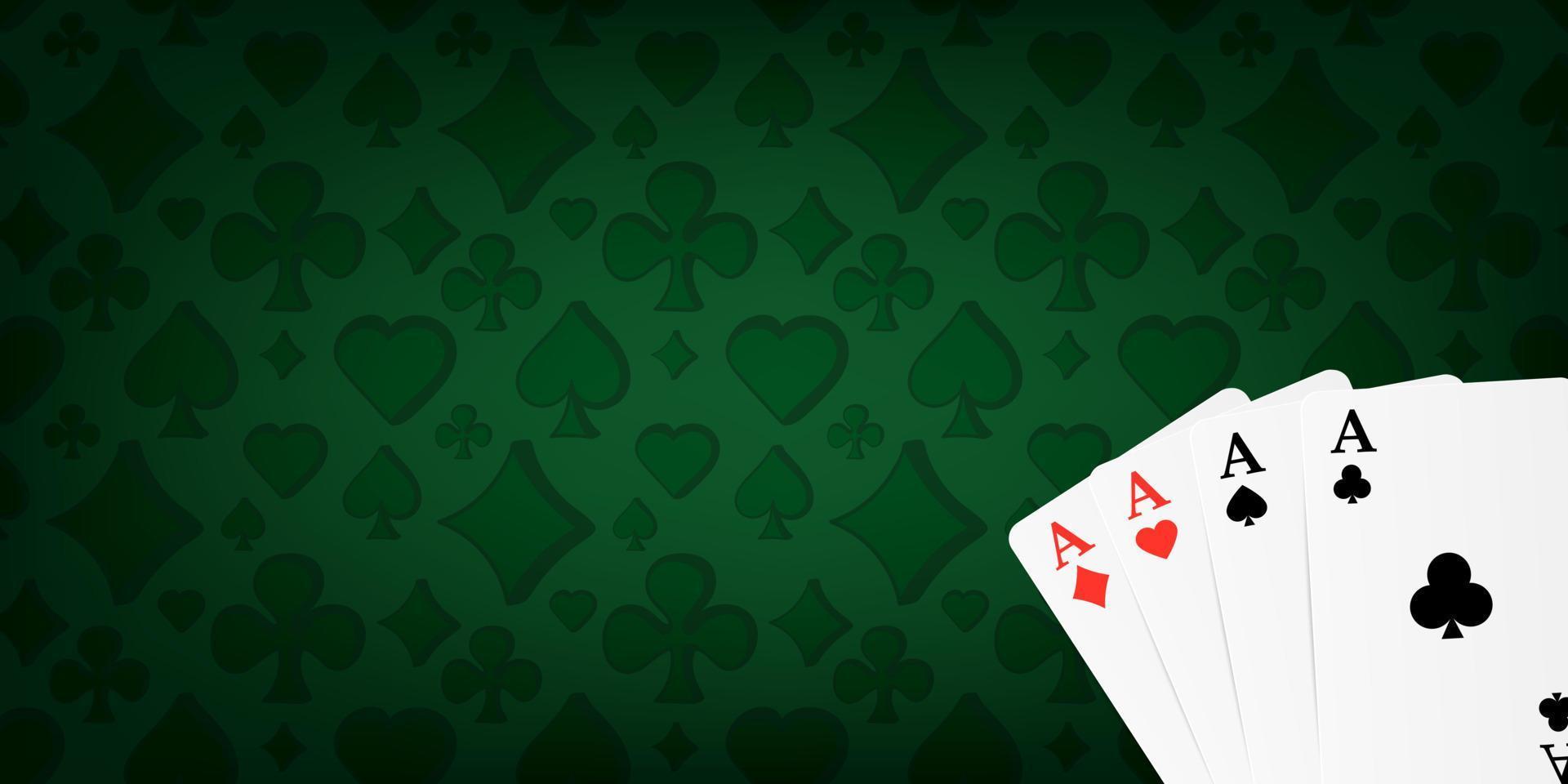fundo de cartas de jogo de pôquer e cassino com quatro ases vetor