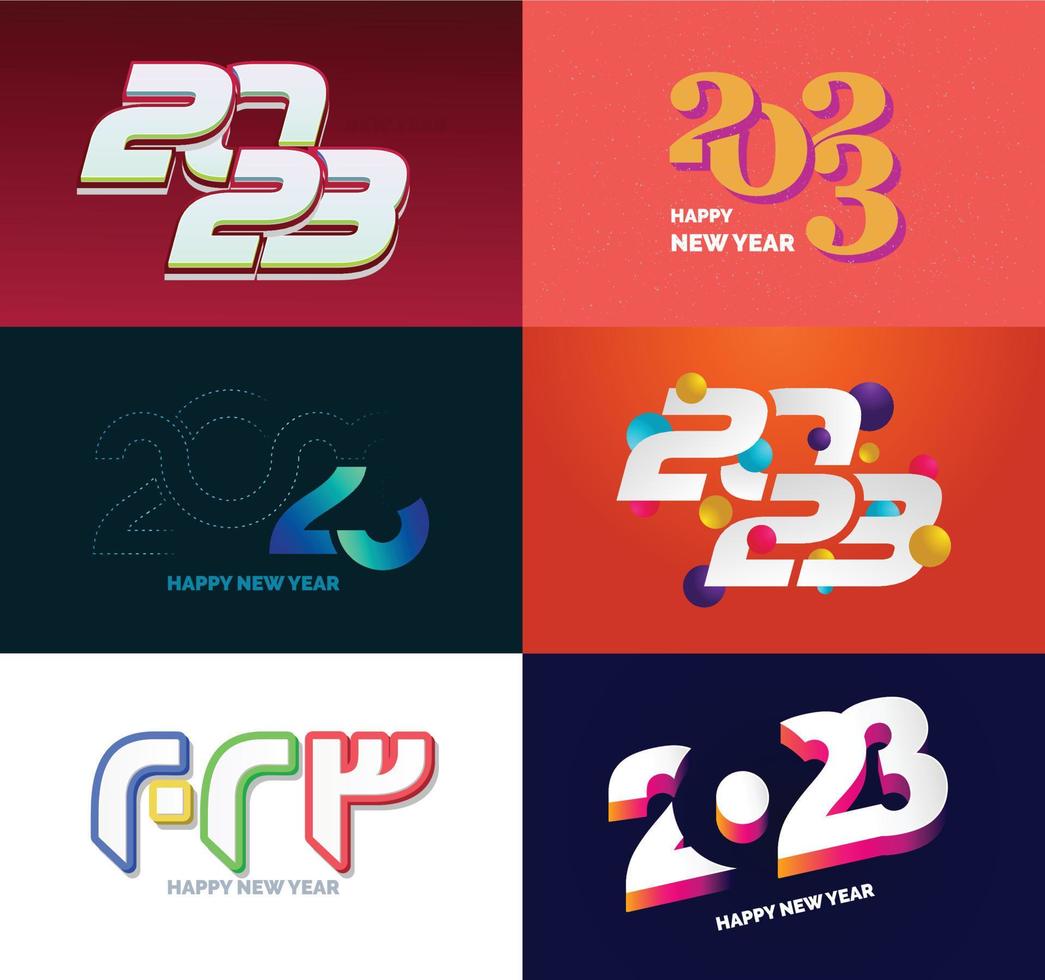 grande conjunto de design de texto de logotipo de feliz ano novo de 2023 modelo de design de número de 2023 vetor