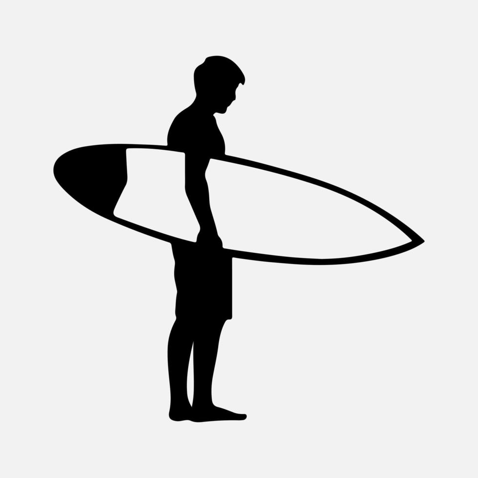 gráficos de ilustração vetorial de fundo branco de silhueta de surfistas vetor