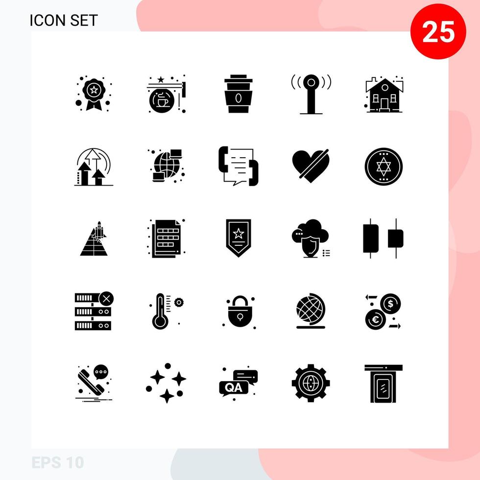 grupo de símbolos de ícone universal de 25 glifos sólidos modernos de serviço de sinal de construção elementos de design de vetores editáveis rápidos