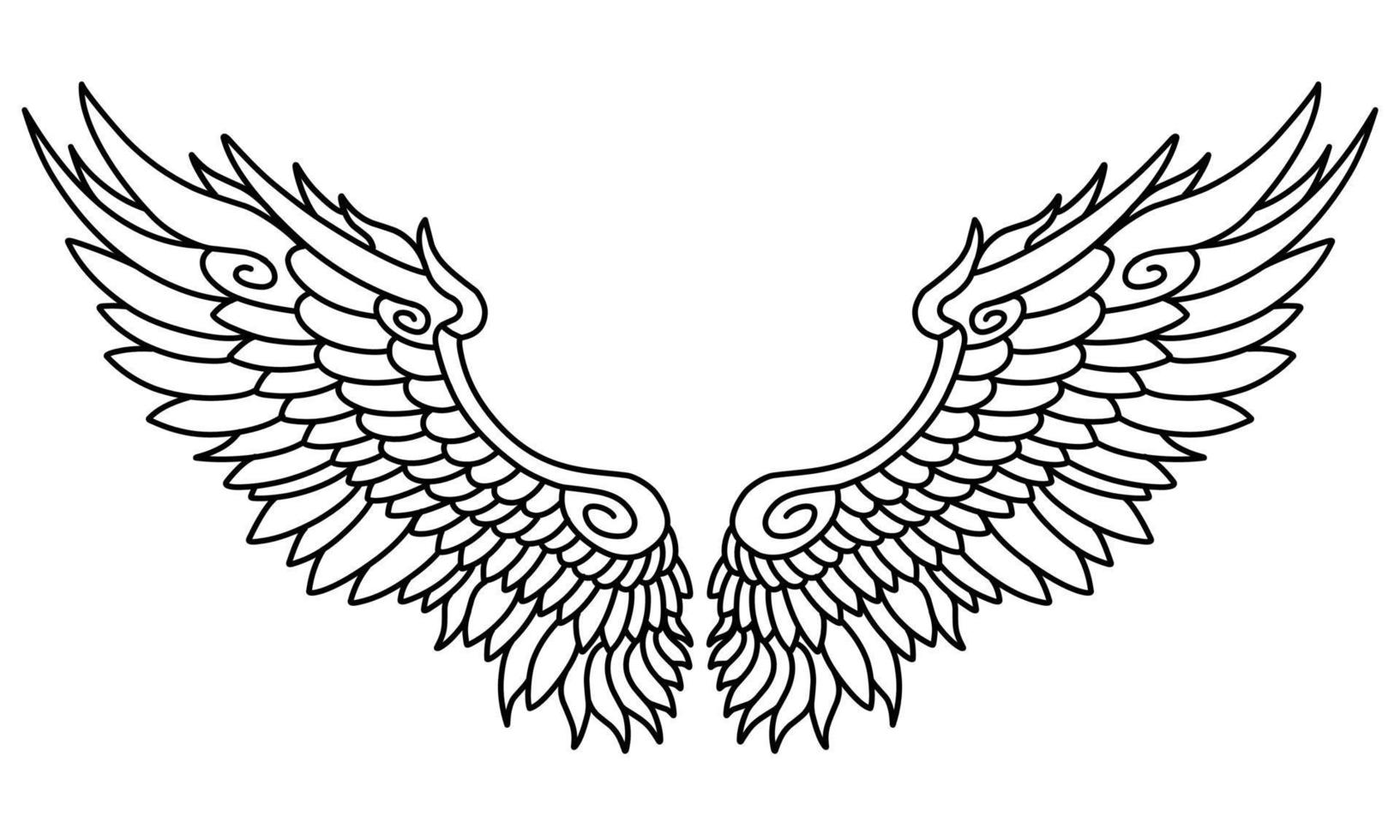 estilo de arte de linha de asas de anjo vetor livre