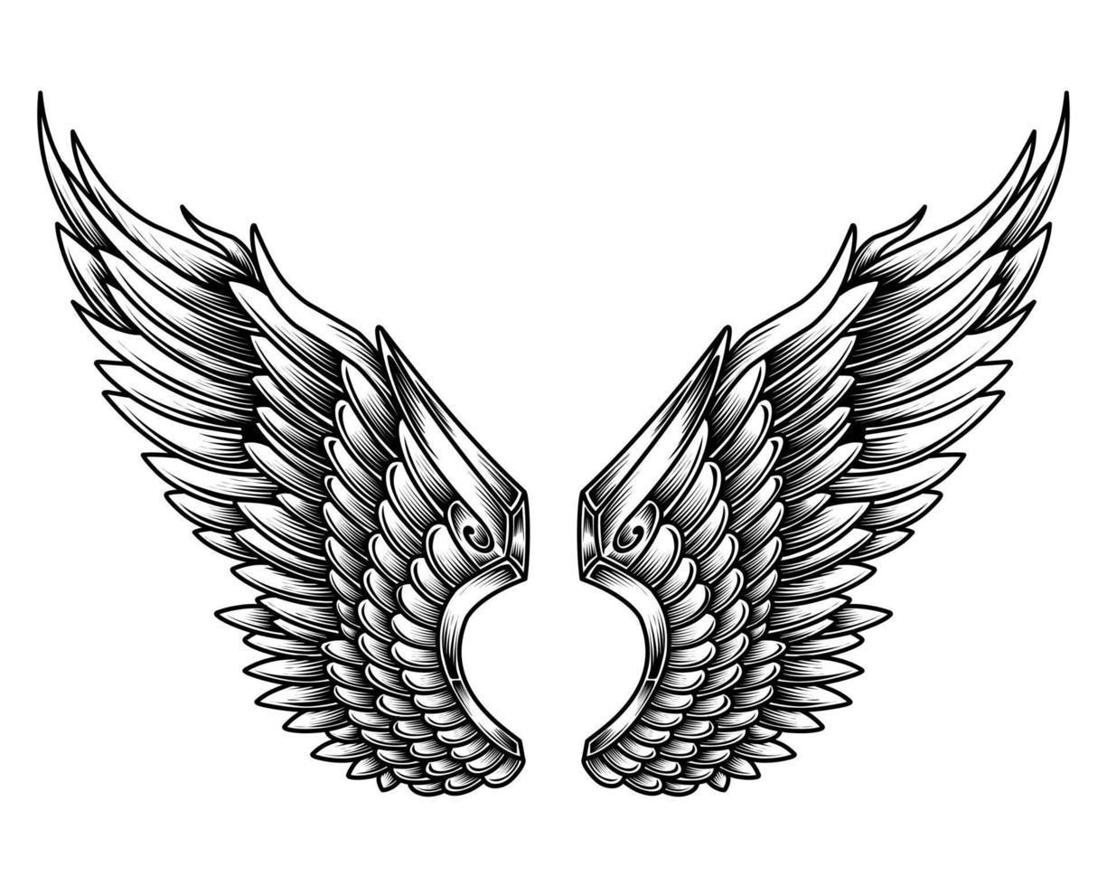 tatuagem tribal de asas de anjo vetor livre