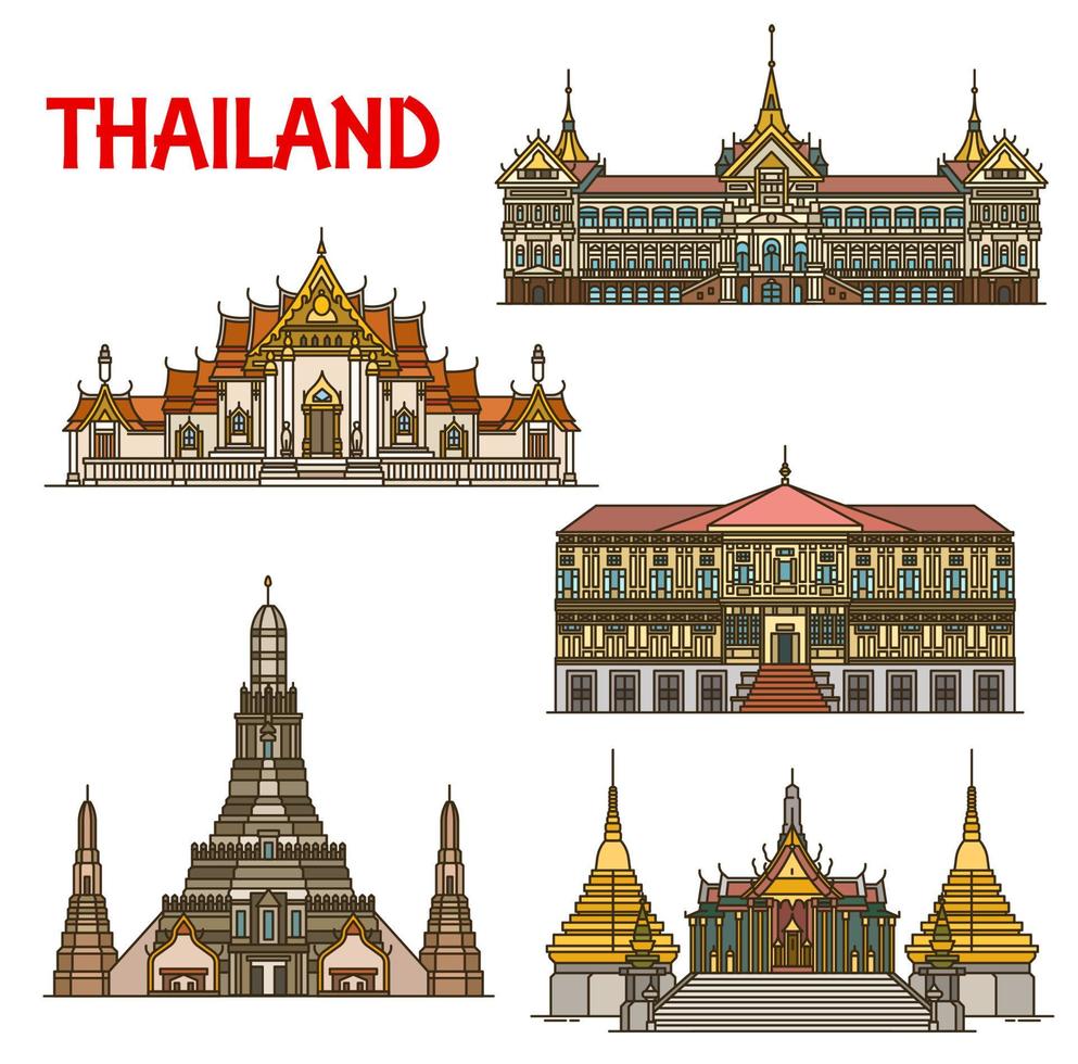 marco de viagens tailandesas da arquitetura de bangkok vetor
