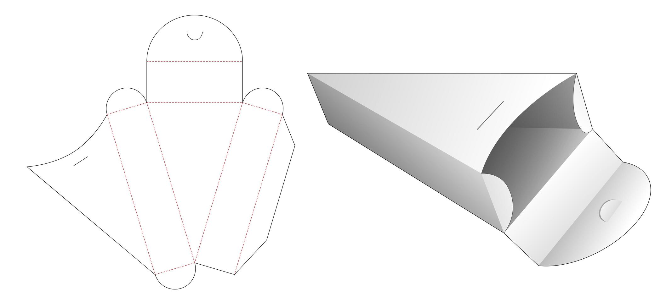 molde de caixa de papelão em formato triangular vetor