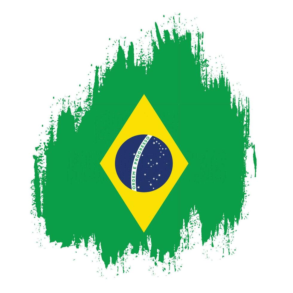 vetor de bandeira do brasil moderno quadro de pincelada