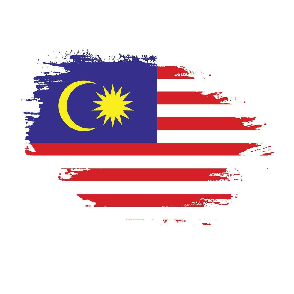 pintura pincelada textura grunge bandeira da malásia vetor
