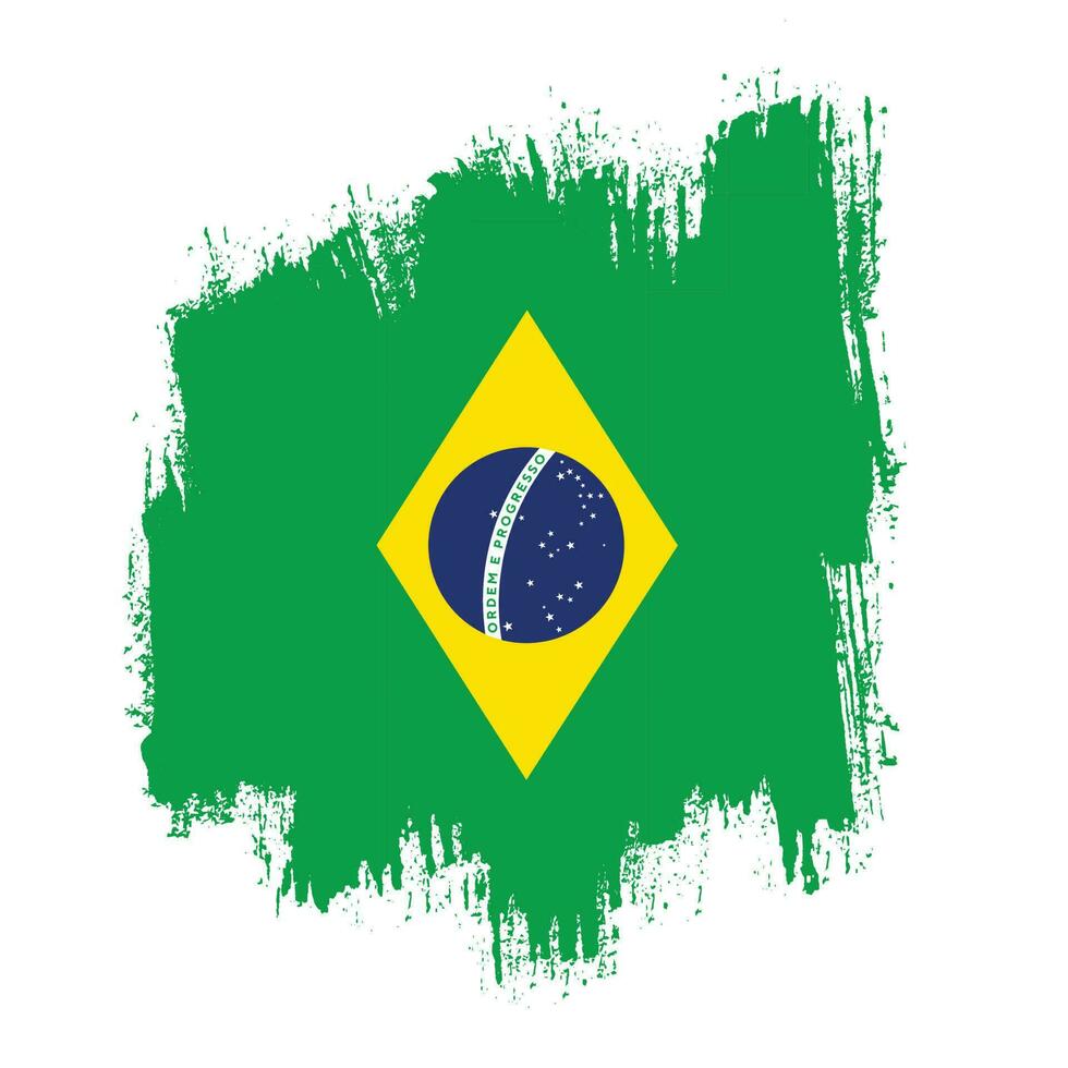 vetor de bandeira do brasil de textura grunge angustiada profissional