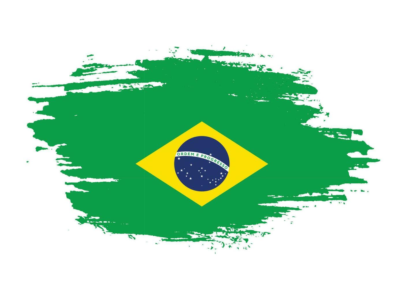 vetor de bandeira grunge do brasil de tinta colorida à mão