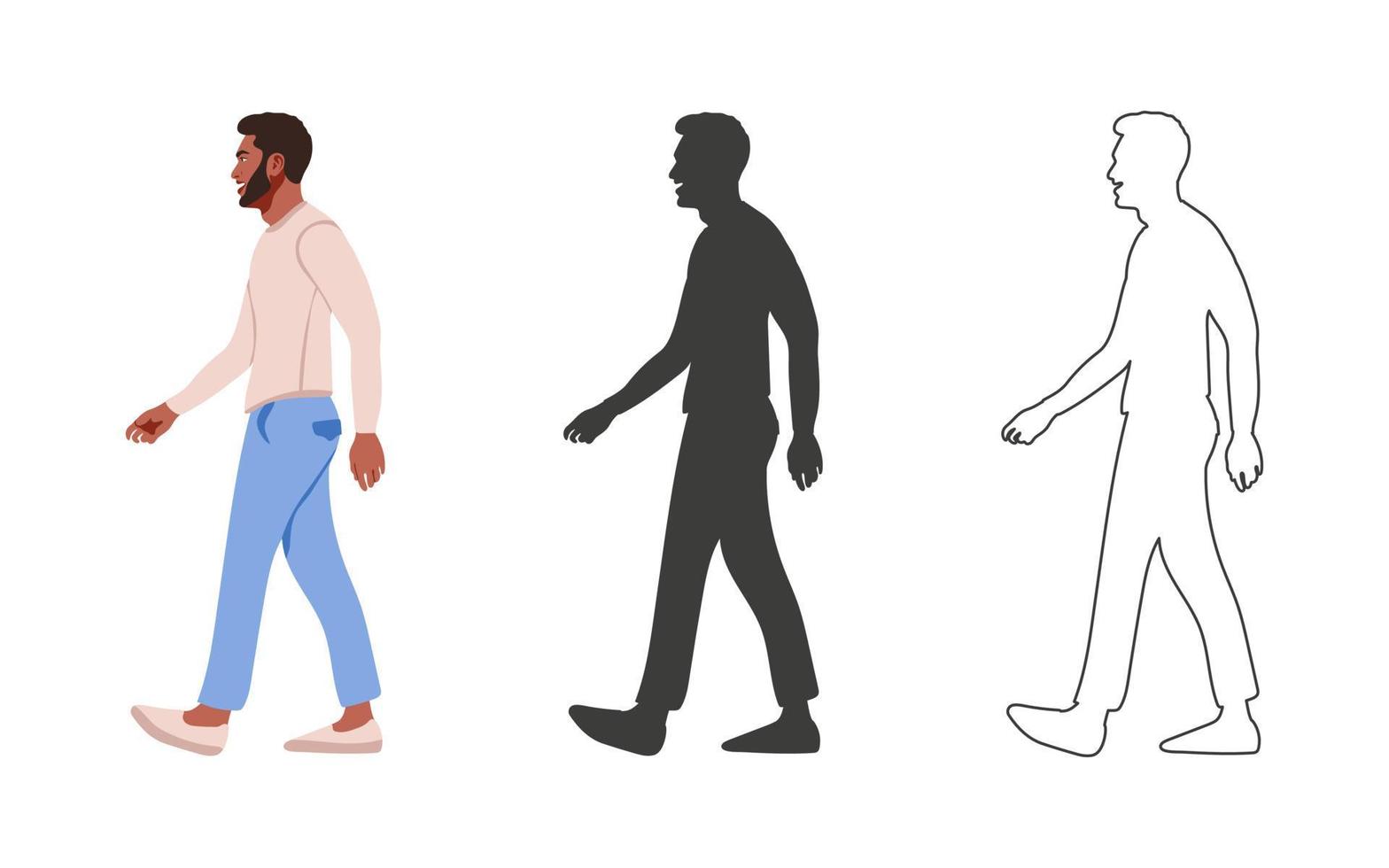 pessoas. cara andando. pessoas desenhadas em um estilo cartoon plana. ilustração vetorial vetor