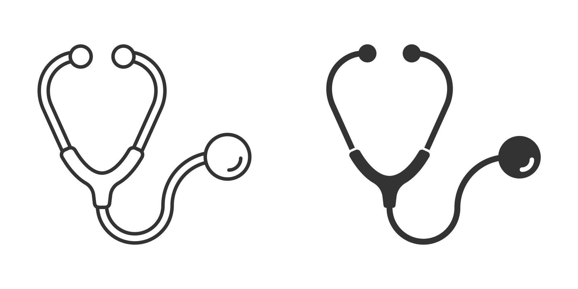 ícone do estetoscópio em estilo simples. ilustração em vetor diagnóstico de coração em fundo isolado. conceito de negócio de sinal de medicina.