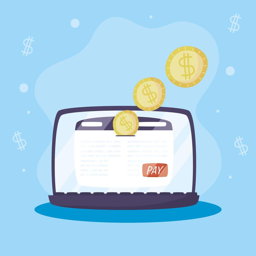 tecnologia de pagamento online no laptop vetor
