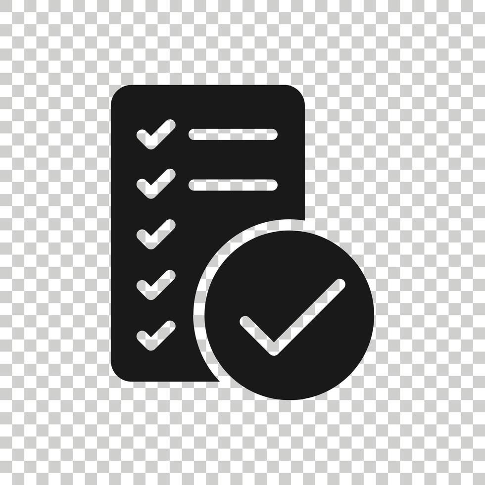 ícone de lista de verificação de documento em estilo simples. relatório de ilustração vetorial sobre fundo branco isolado. conceito de negócio de folha de papel. vetor