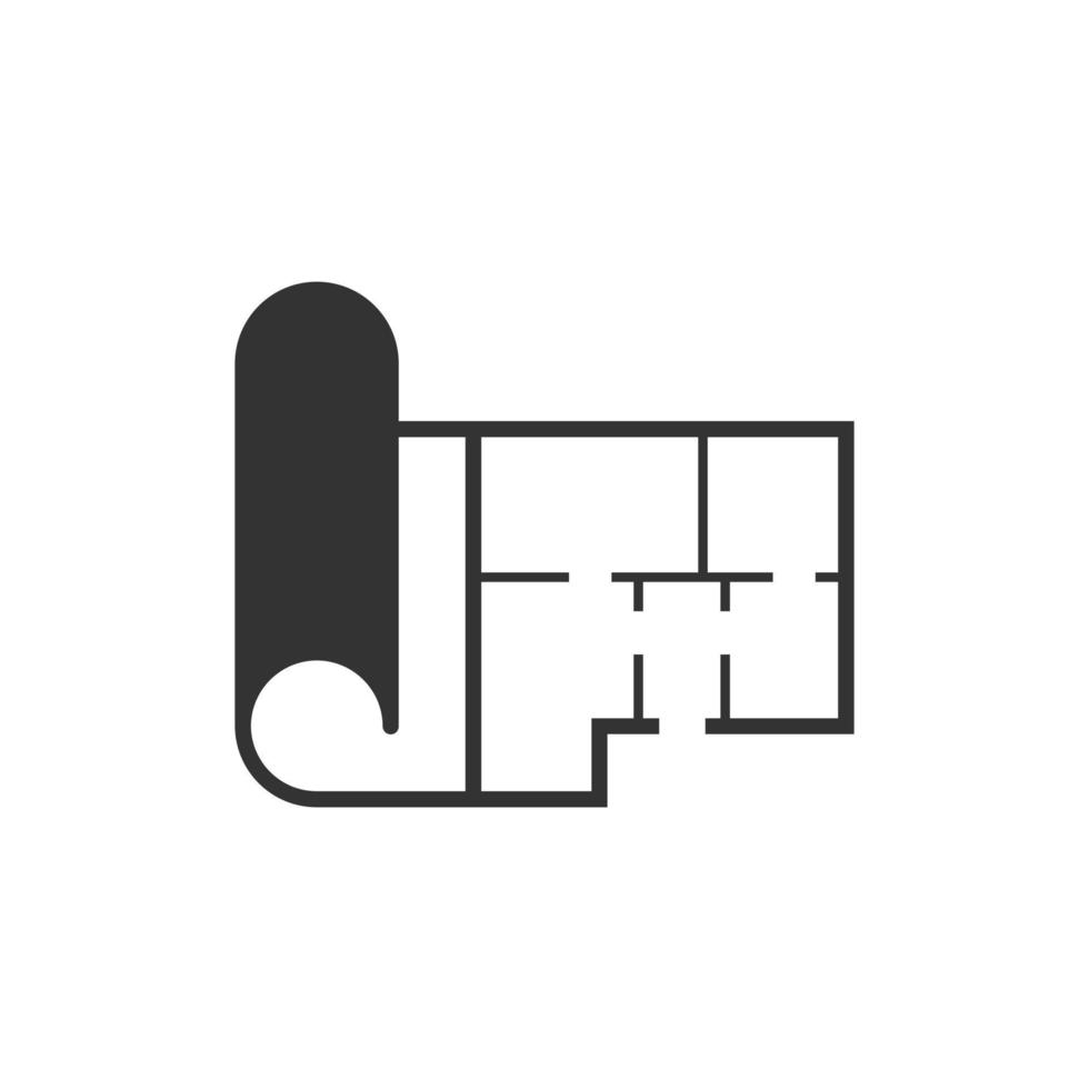 ícone de plano de quarto em estilo simples. ilustração em vetor projeto em fundo branco isolado. conceito de negócio de projeto de casa.