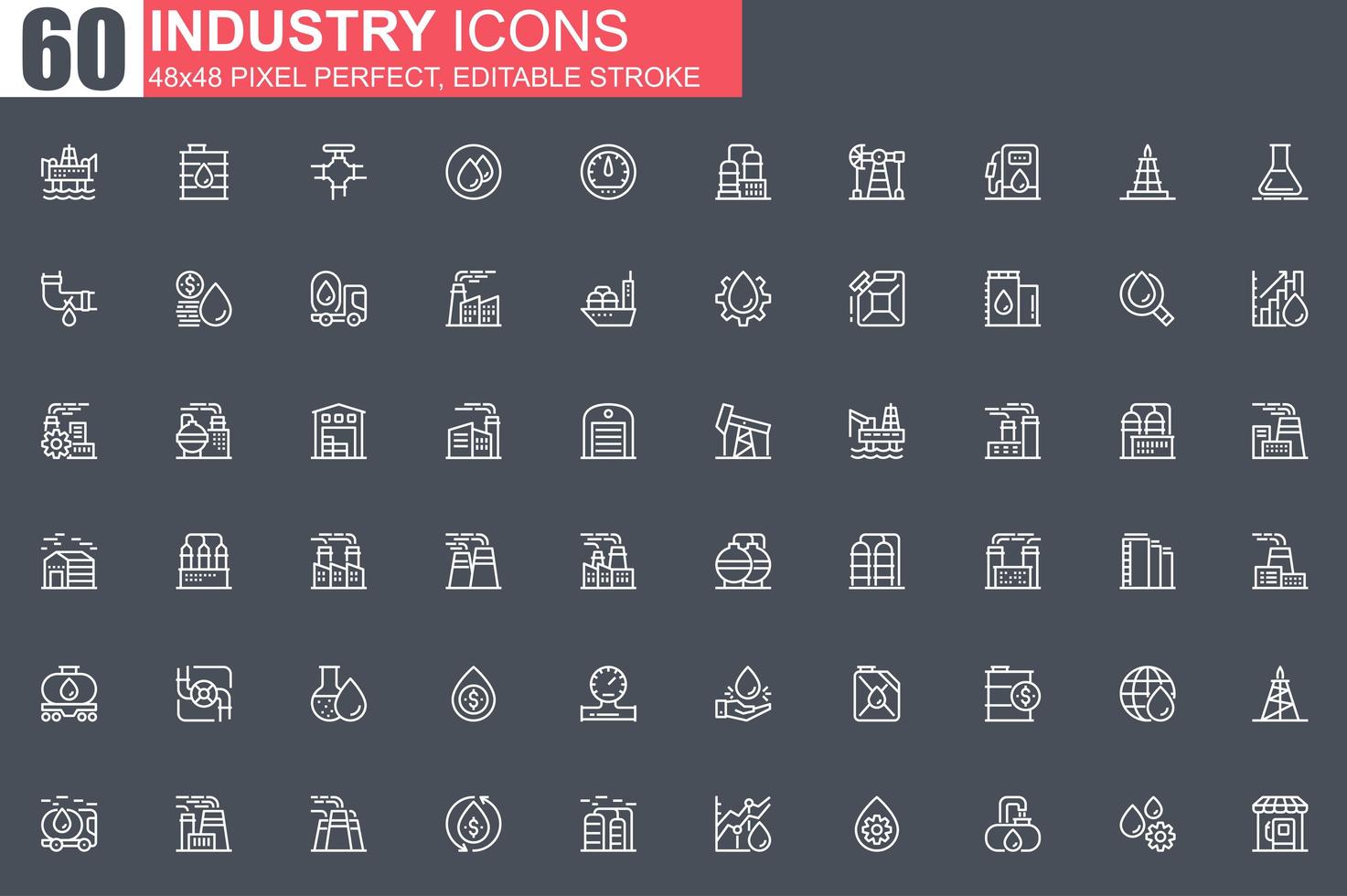 conjunto de ícones de linha fina de indústria pesada vetor