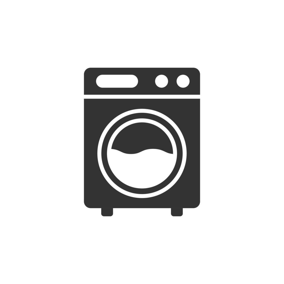 ícone da máquina de lavar roupa em estilo simples. ilustração vetorial de arruela em fundo branco isolado. conceito de negócio de lavanderia. vetor