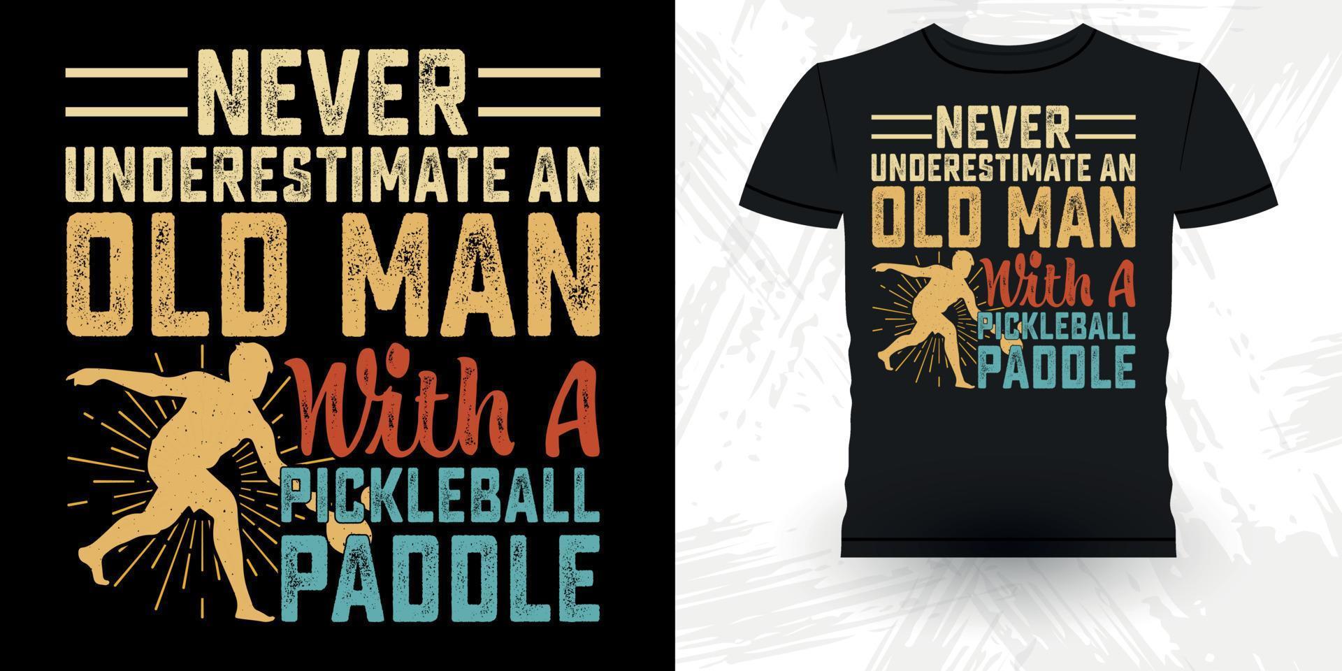 jogador de pickleball engraçado esportes retrô vintage design de camiseta de pickleball vetor