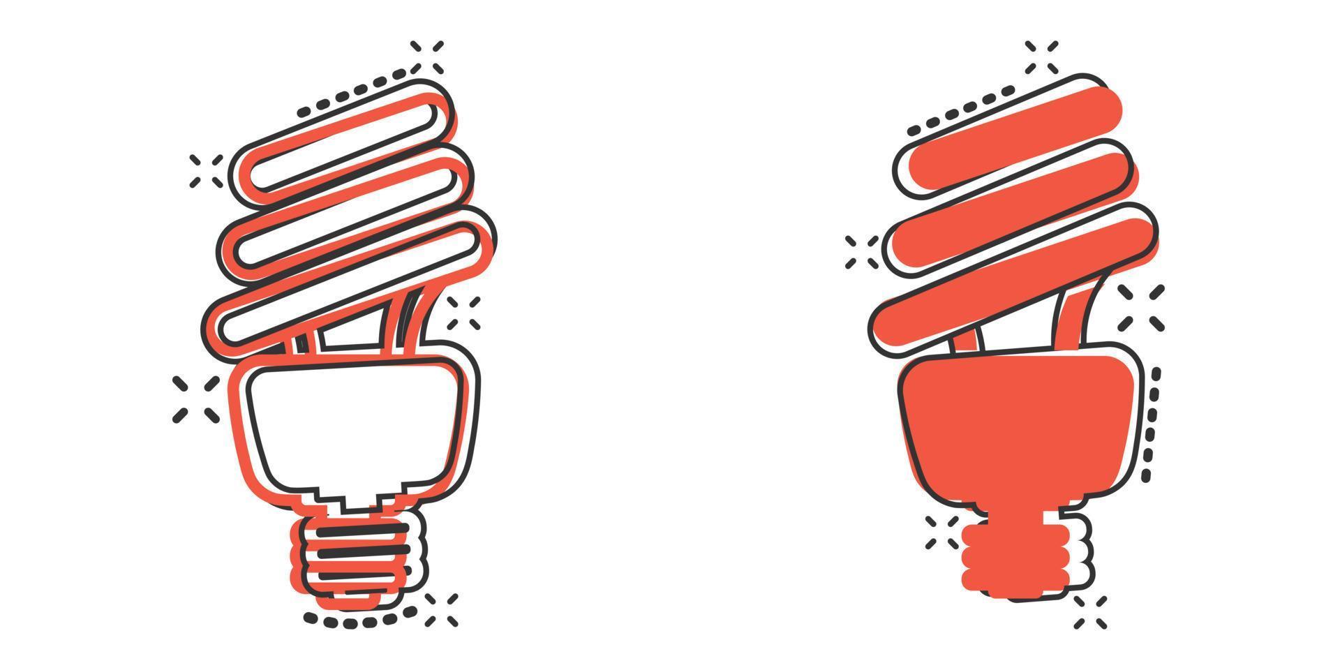 ícone de lâmpada em estilo cômico. ilustração em vetor lâmpada dos desenhos animados em fundo branco isolado. conceito de negócio de sinal de efeito de respingo de lâmpada de energia.