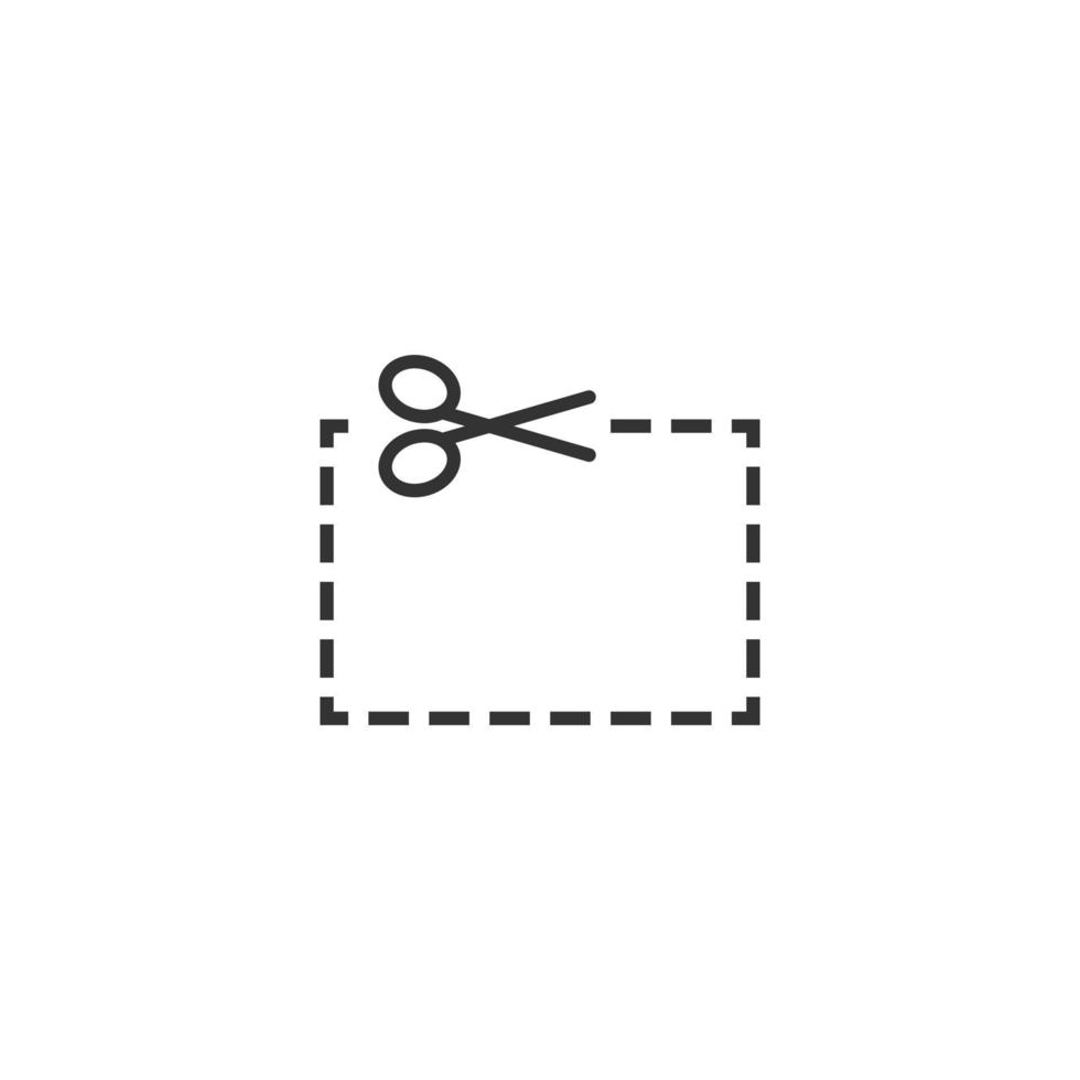 ícone de linhas de corte de cupom em estilo simples. tesoura snip ilustração vetorial de sinal em fundo branco isolado. conceito de negócio de etiqueta de venda. vetor