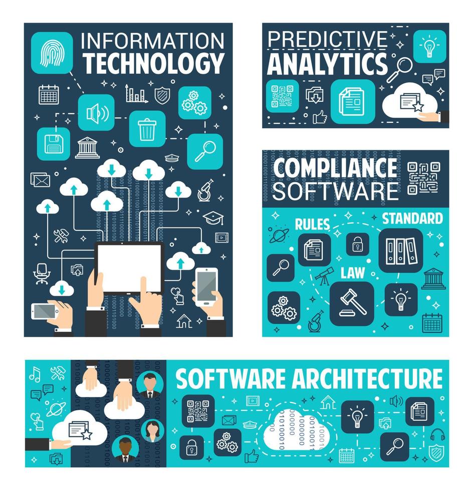 cartazes vetoriais de tecnologia de dados de informação vetor