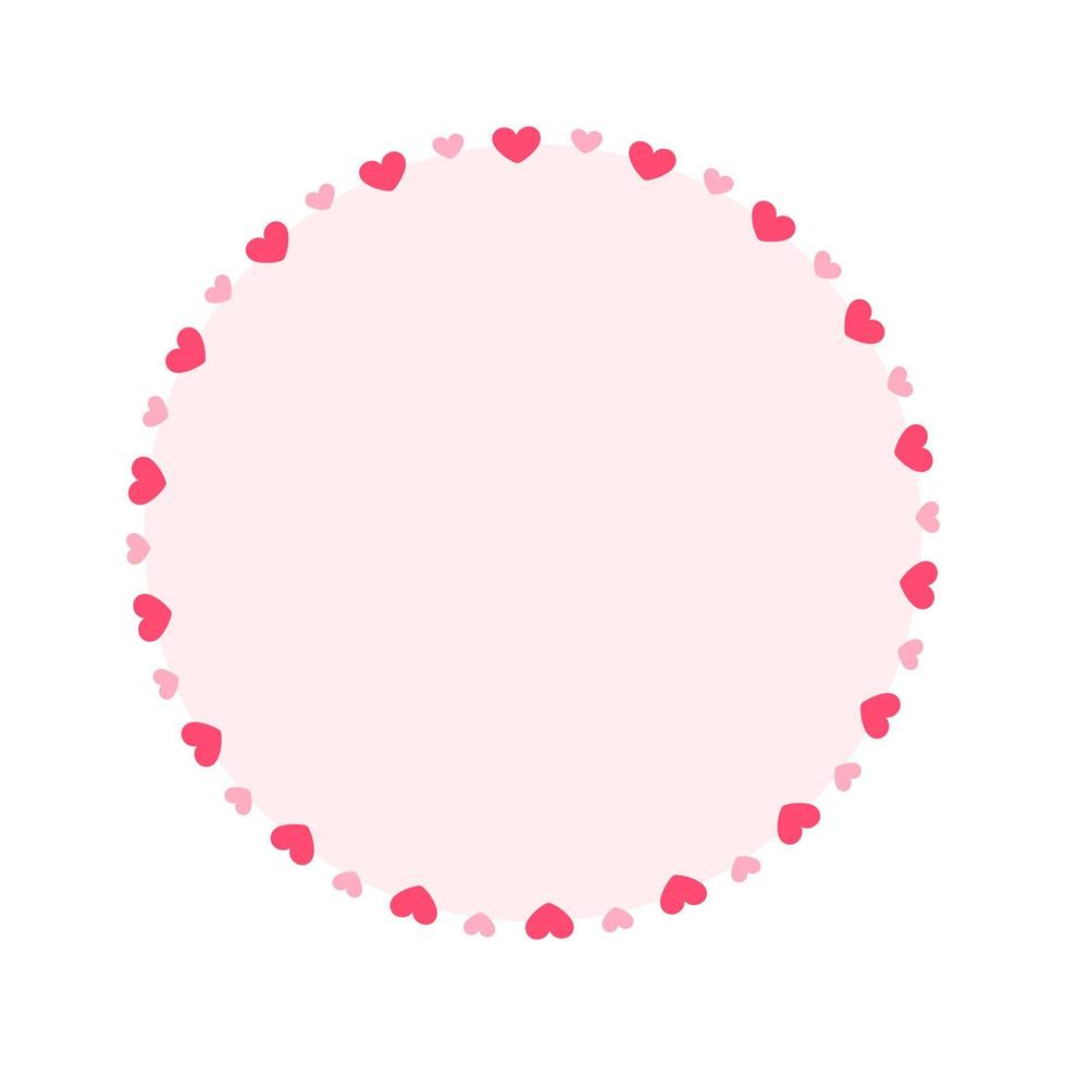 moldura pastel redonda com design de padrão de coração. elemento decorativo mínimo simples do dia dos namorados. vetor