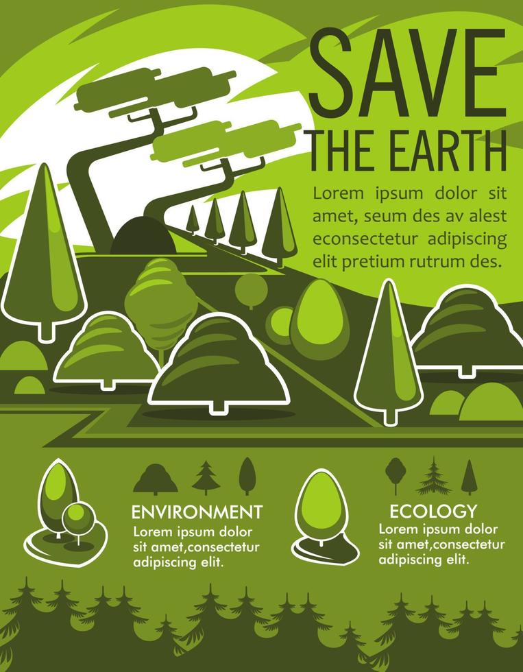 salvar a terra e os recursos naturais pôster ecológico vetor