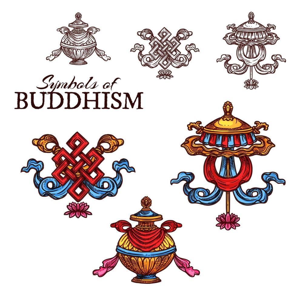 budismo religião símbolo auspicioso esboço vetor
