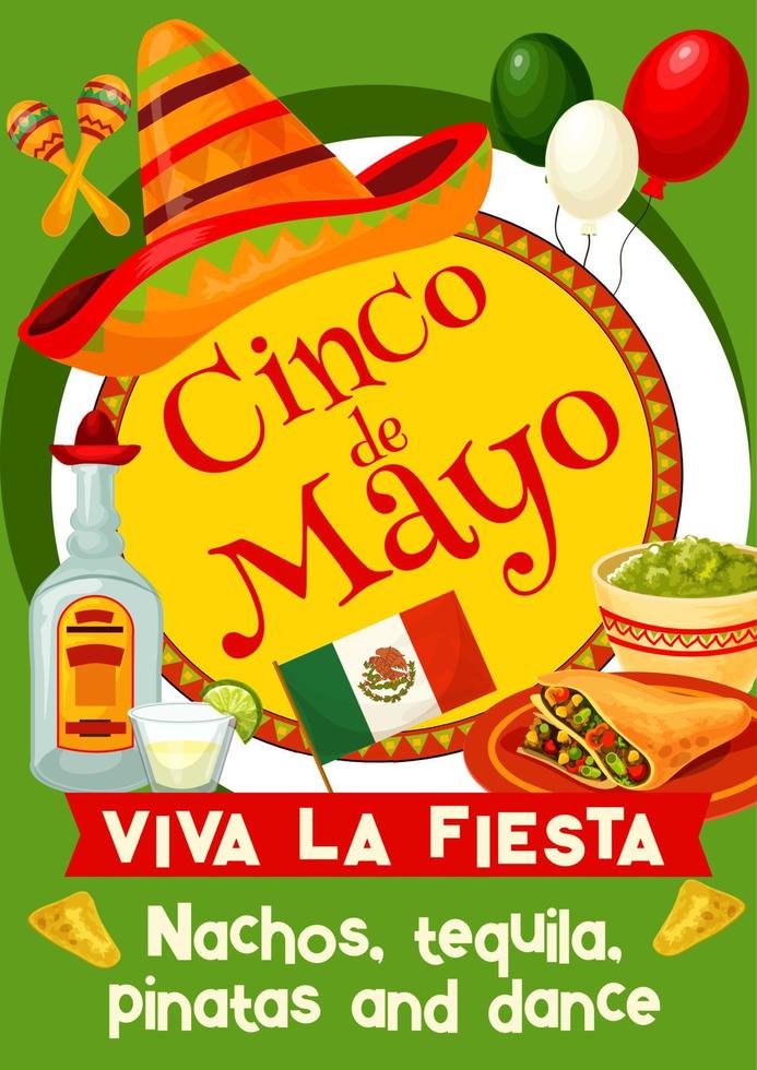 cartaz de convite de feriado mexicano de cinco de maio vetor