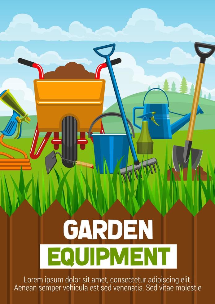 equipamentos de jardinagem e ferramentas agrícolas vetor