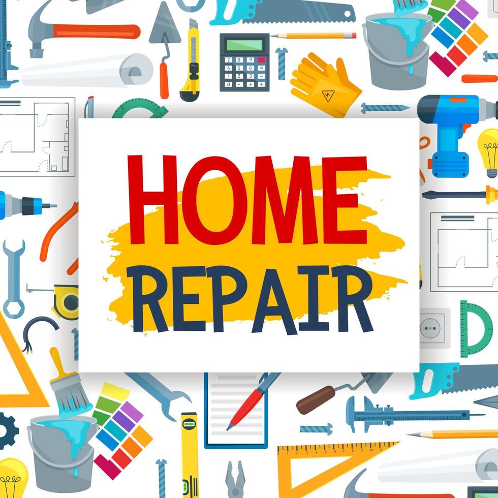 ferramentas de trabalho de reparação e construção em casa vetor