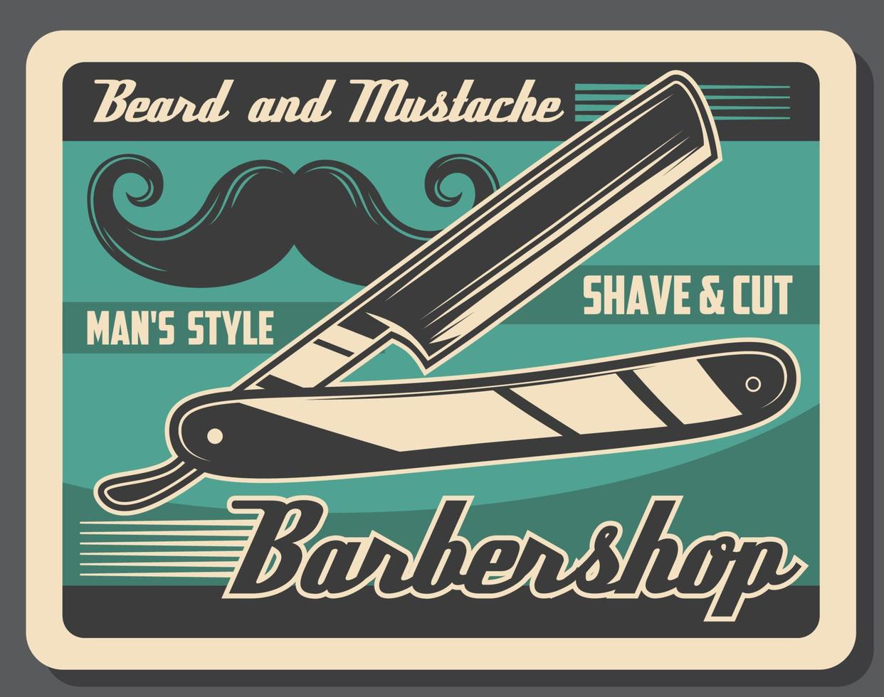 barbearia bigode e barba lâmina de barbear vetor