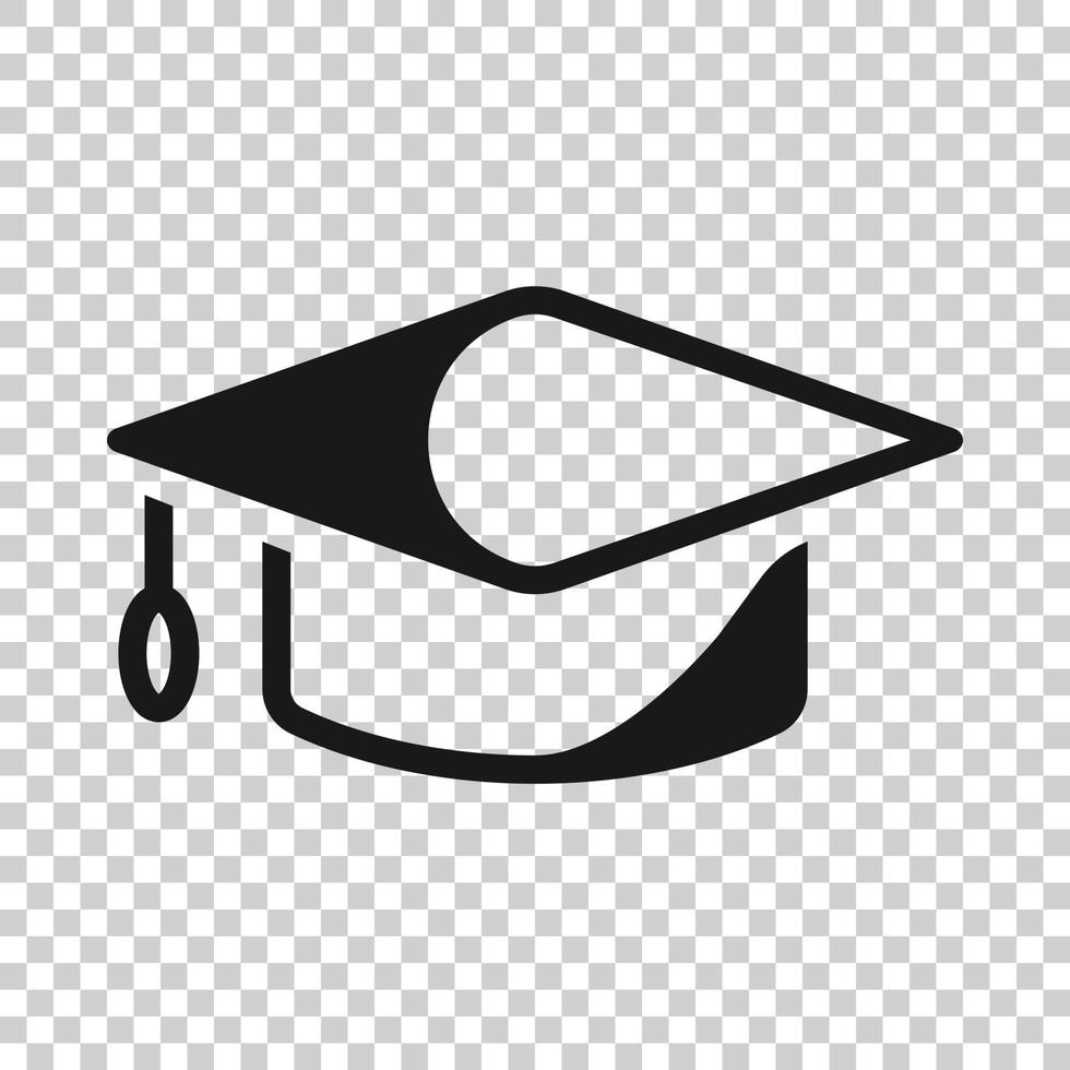 ícone de chapéu de formatura em estilo simples. ilustração em vetor cap estudante em fundo branco isolado. conceito de negócio universitário.