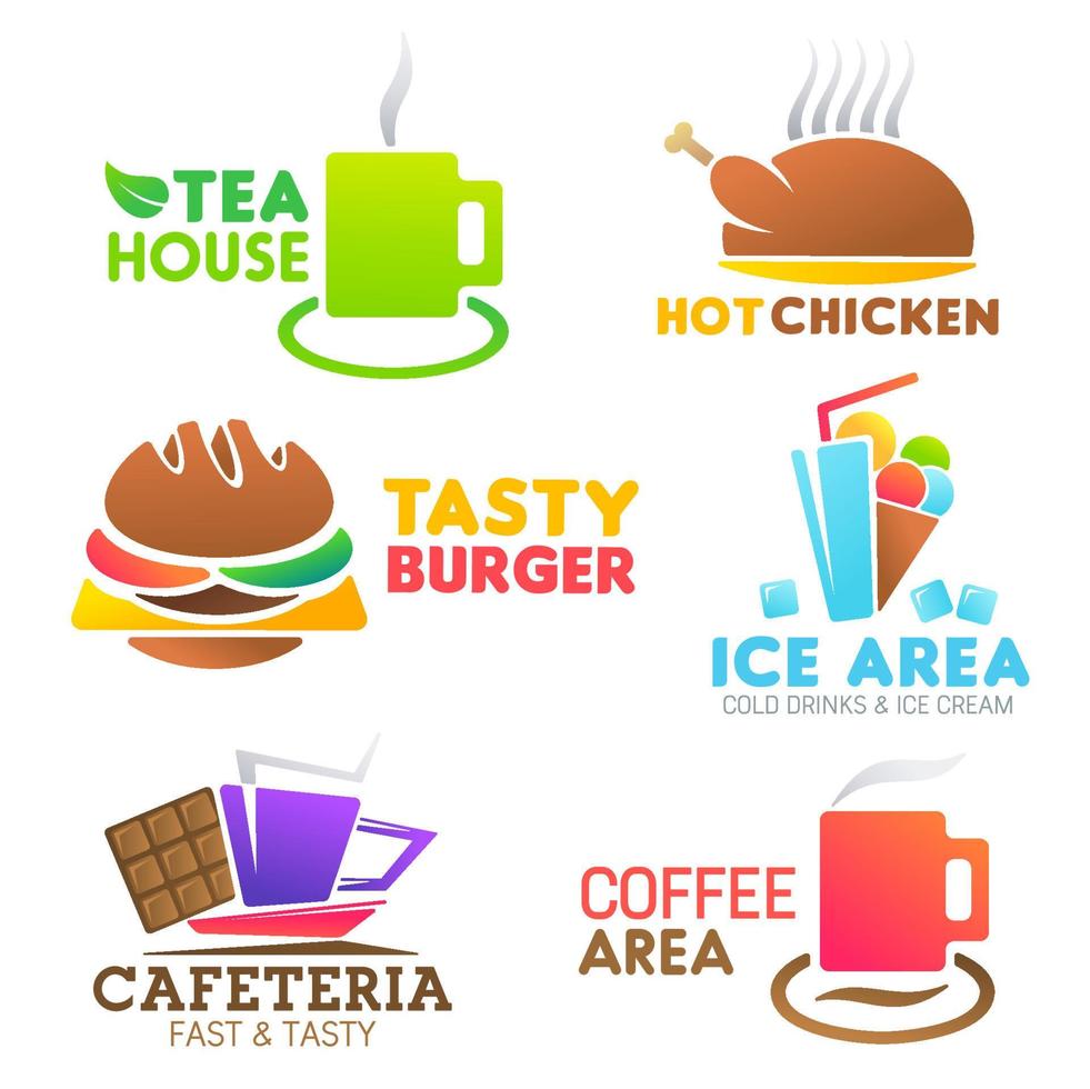 ícones vetoriais de refeições de comida fastfood vetor