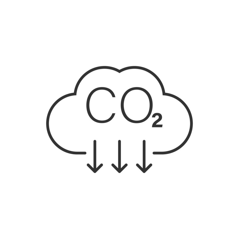 ícone de co2 em estilo simples. ilustração vetorial de emissão em fundo branco isolado. conceito de negócio de redução de gás. vetor