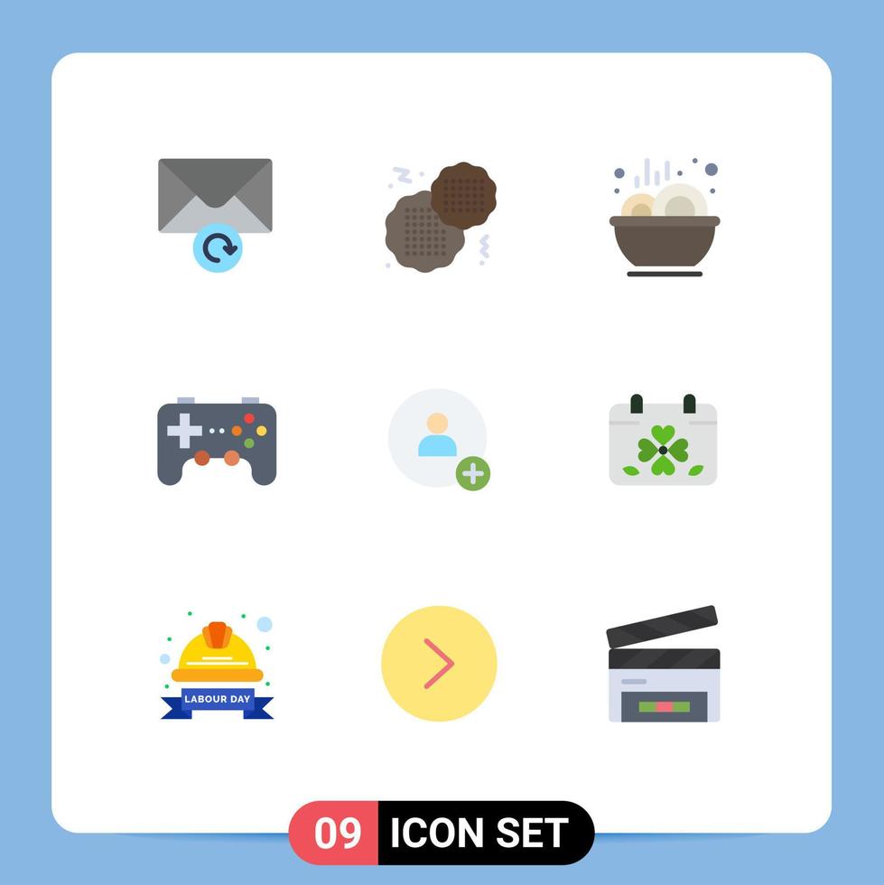 9 ícones criativos sinais modernos e símbolos de sopa de contato de calendário adicionam elementos de design de vetores editáveis de jogo