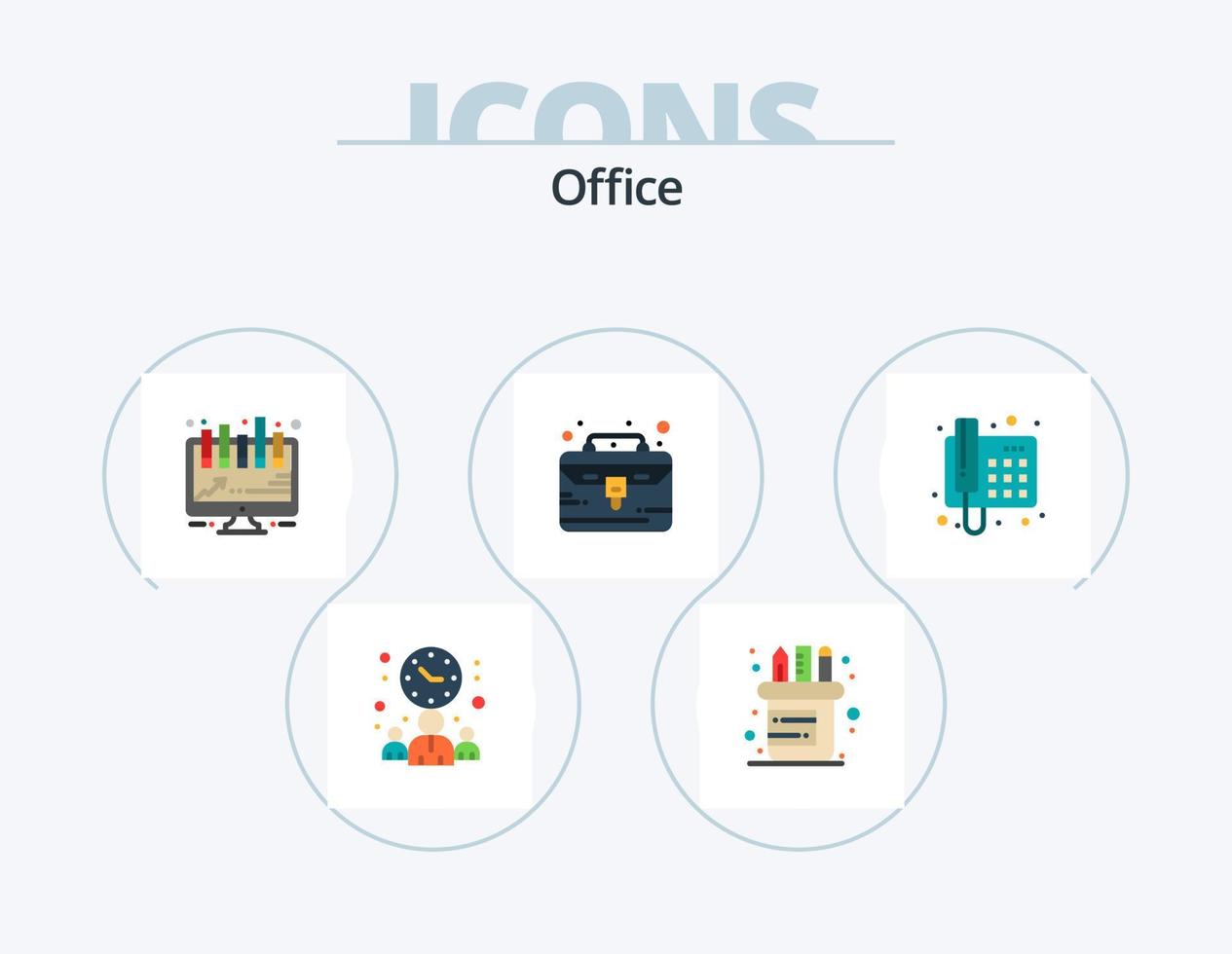 design de ícones do Office Flat Icon Pack 5. ligar. telefone. borda. contato. portfólio vetor