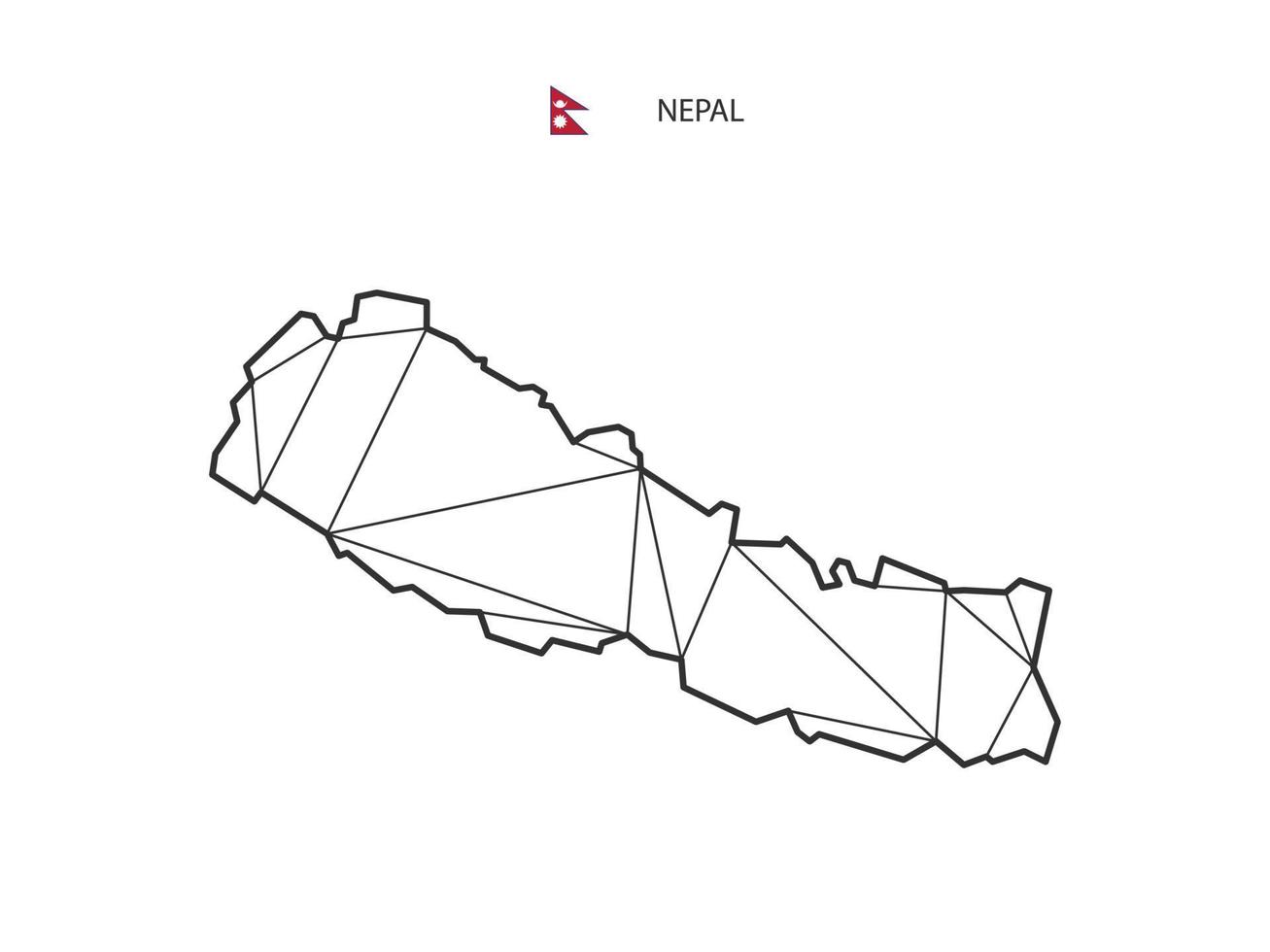 estilo de mapa de triângulos de mosaico do nepal isolado em um fundo branco. design abstrato para vetor. vetor