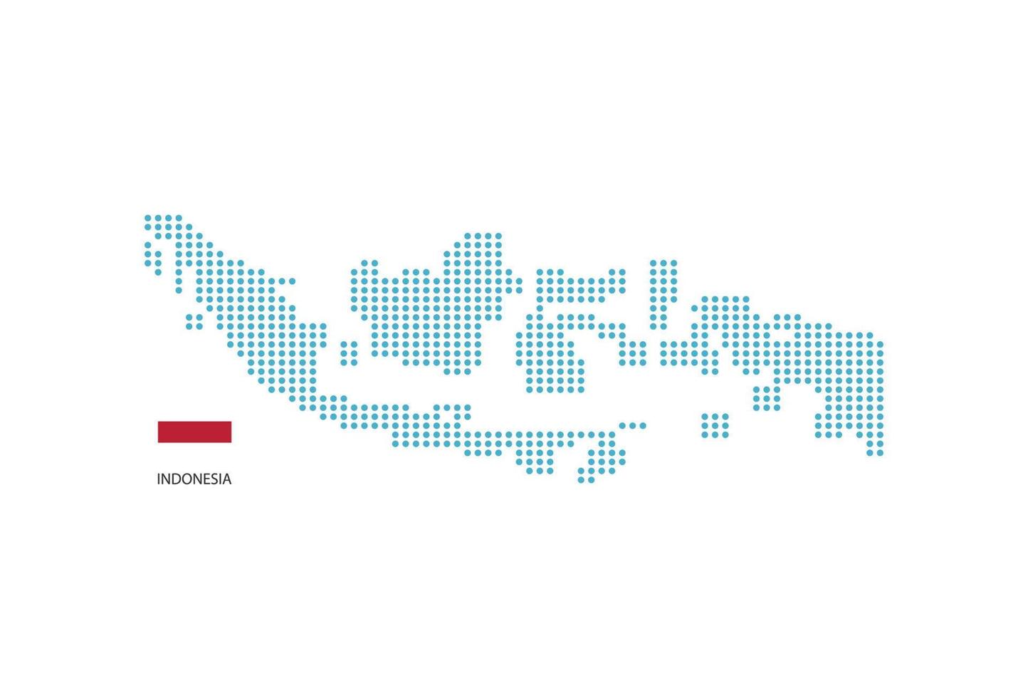 mapa da indonésia projeto círculo azul, fundo branco com bandeira da indonésia. vetor