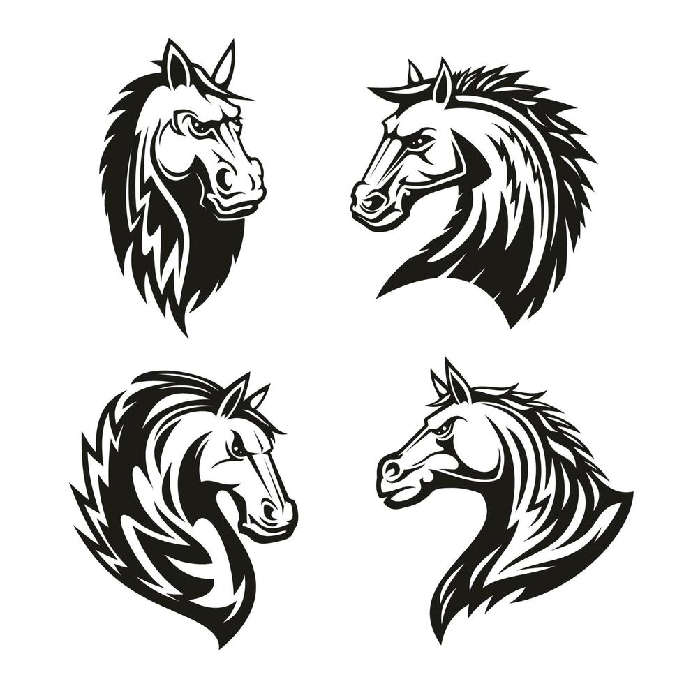 ícones heráldicos vetoriais de cabeça de cavalo vetor