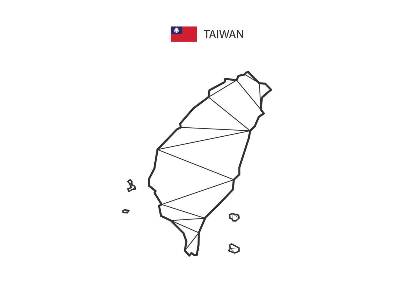 estilo de mapa de triângulos de mosaico de taiwan isolado em um fundo branco. design abstrato para vetor. vetor