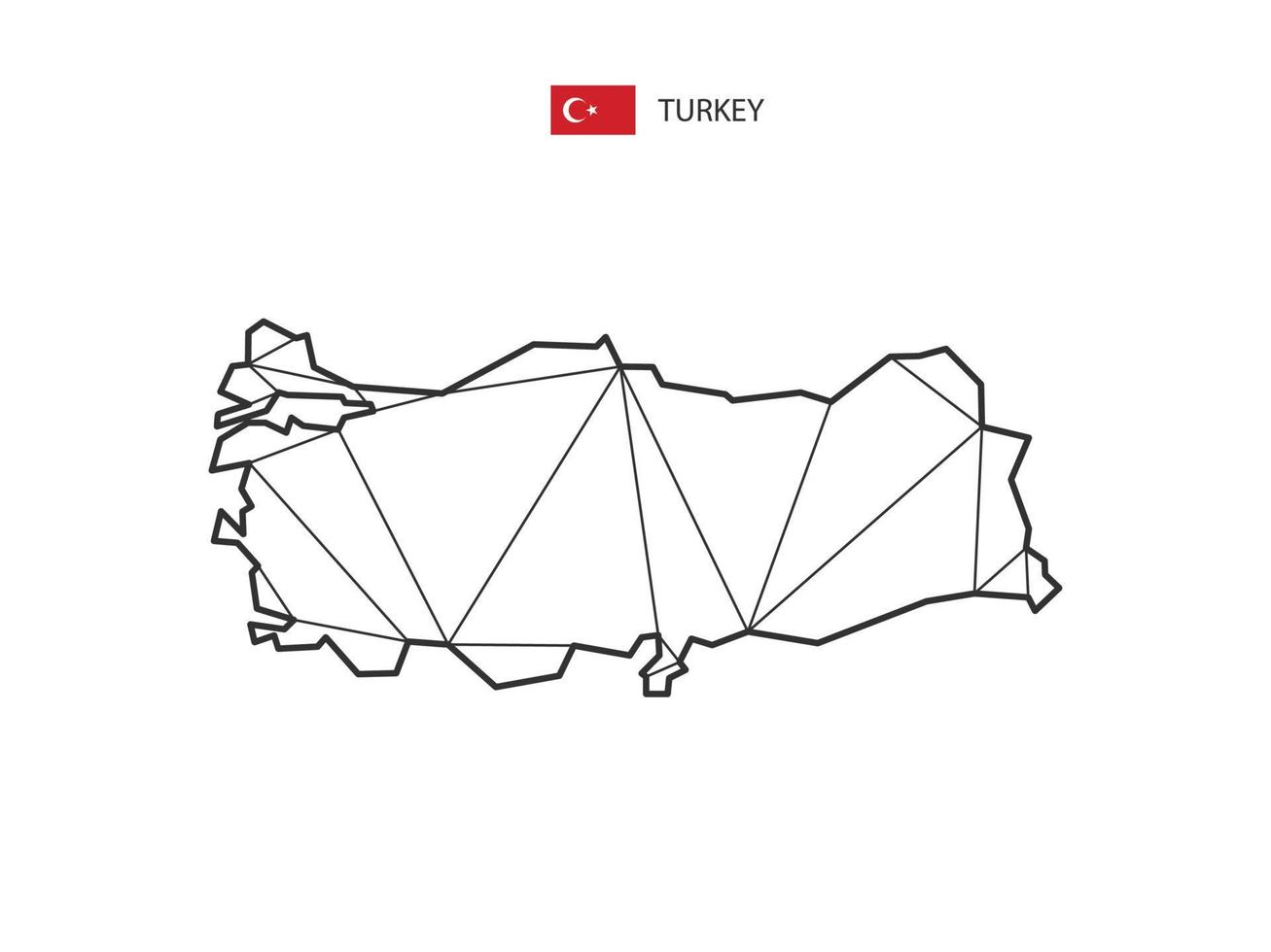 estilo de mapa de triângulos de mosaico de peru isolado em um fundo branco. design abstrato para vetor. vetor