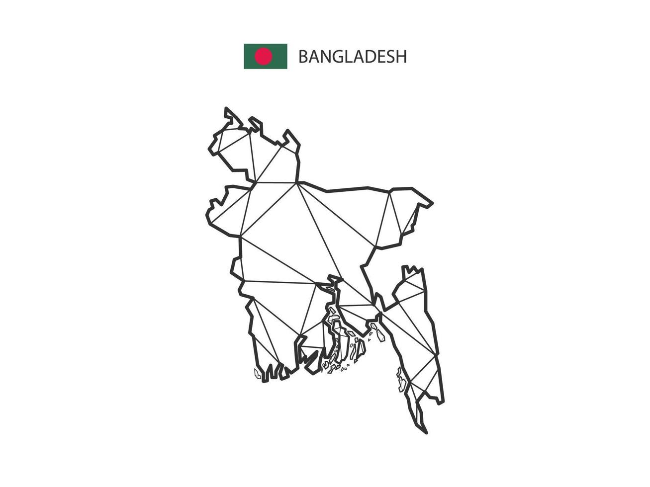 estilo de mapa de triângulos de mosaico de bangladesh isolado em um fundo branco. design abstrato para vetor. vetor