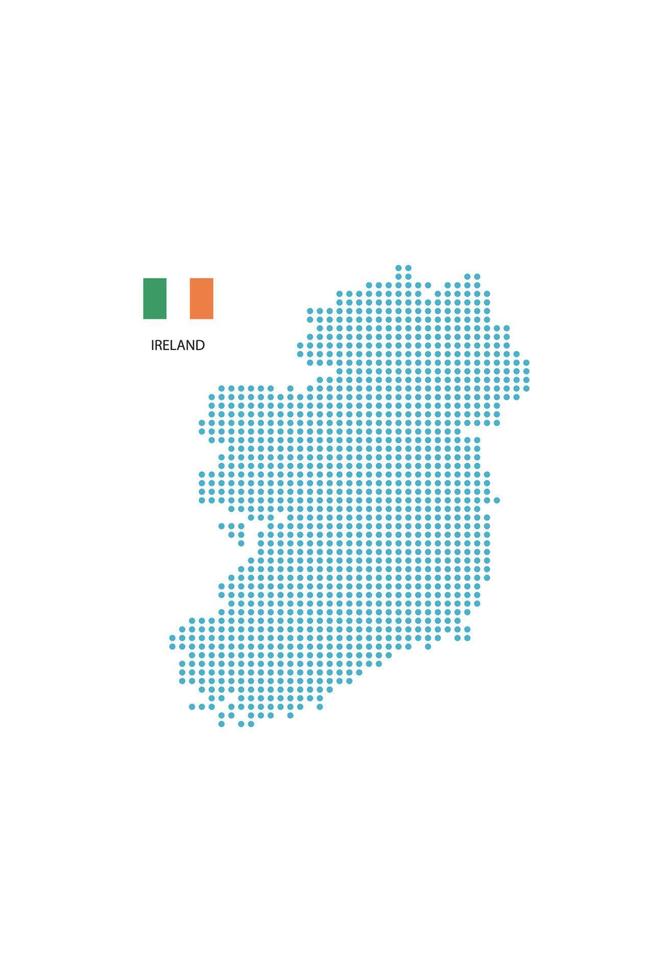 mapa da Irlanda projeto círculo azul, fundo branco com bandeira da Irlanda. vetor