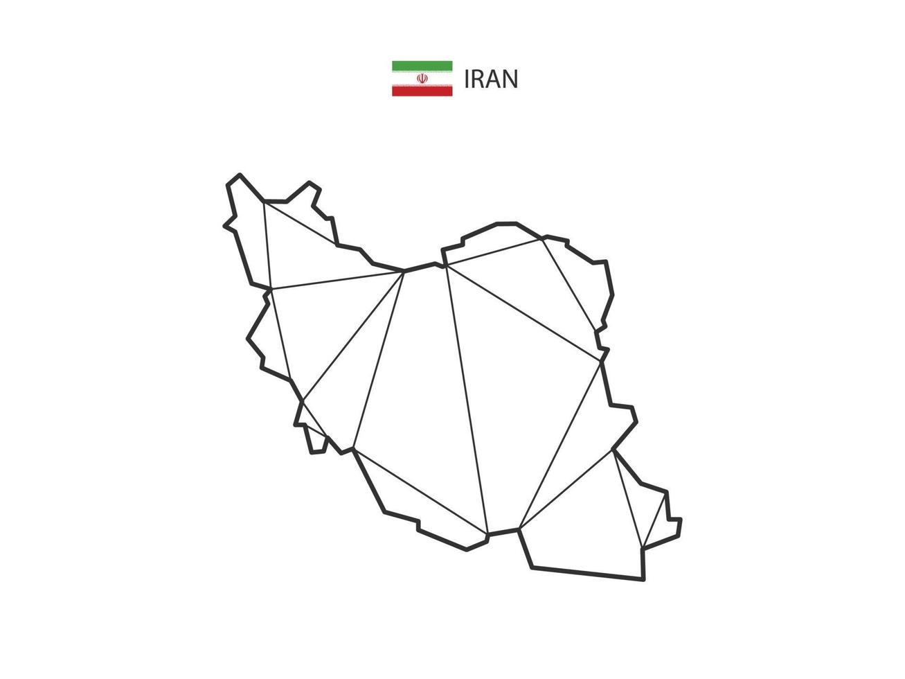 estilo de mapa de triângulos de mosaico do Irã isolado em um fundo branco. design abstrato para vetor. vetor