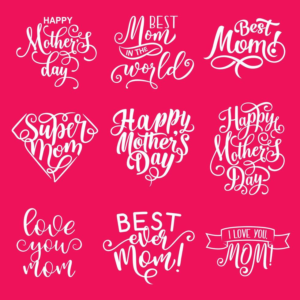 feliz dia das mães letras design de cartão vetor