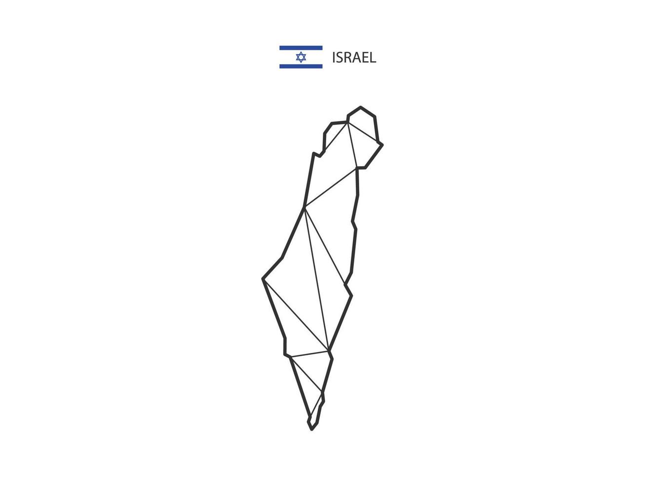 estilo de mapa de triângulos de mosaico de israel isolado em um fundo branco. design abstrato para vetor. vetor