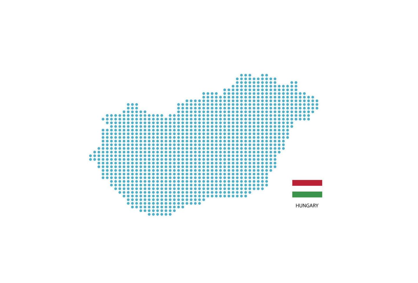 Hungria mapa projeto círculo azul, fundo branco com bandeira da Hungria. vetor